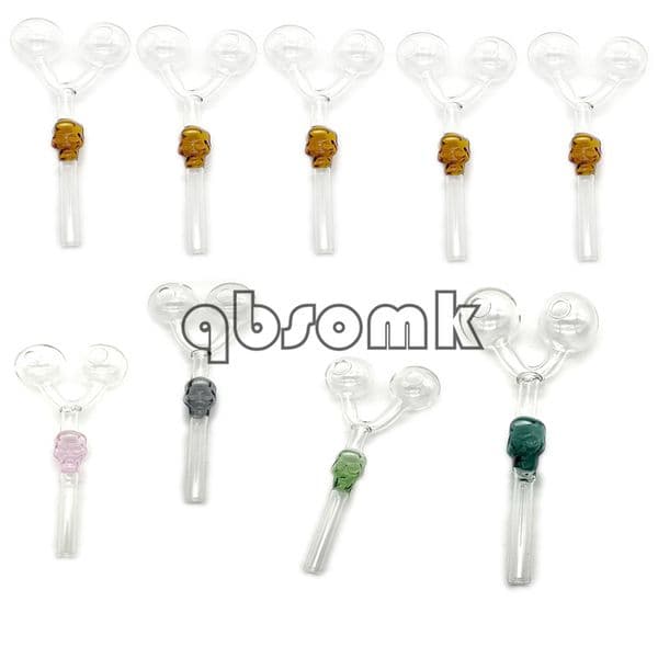 Double Burner Glass Pipes Skull Glass Oil Burner Pipe Colored Smoking Pipes