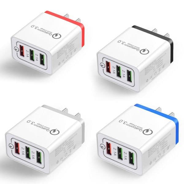 Fast Phone Charger QC3.0 3 Ports USB EU US Plug Power Adapter Quick Charger for iOS and Android Smartphone Wall Chargers
