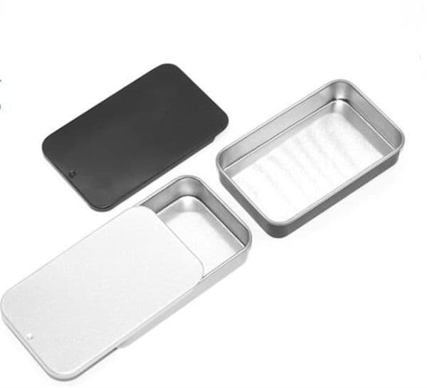 Storage Boxes Bins Slide Top Rectangular Metal Tin Containers for Candies Jewelry Crafts Pills Lip Balm Storage Survival Kit XB