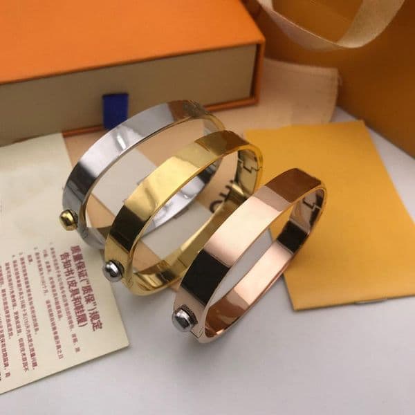 Designer Bangle Rose Gold Sier Stainless Steel Simple Cross Pattern Buckle Love Jewelry Women Mens Bracelets Brand Cart