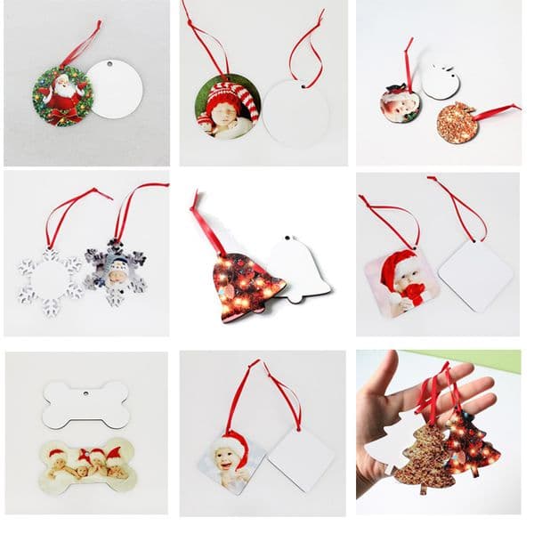 Multi-styles Sublimation Christmas Ornaments MDF Blank Round Square Snow Shape Decorations MDF Hot Transfer Printing Blank Coaster