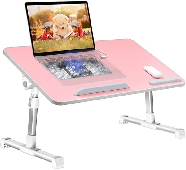 Laptop Desk for Bed,Adjustable Lap Bed Tray Folding Table Lap Stand with Internal USB Cooling Fan, Standing Desk for Home Office Working Gaming Writing