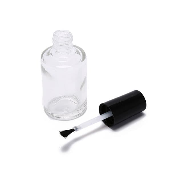2021 5ml Round Shape Refillable Empty Clear Glass Nail Polish Bottle For Nail Art With Brush Black Cap