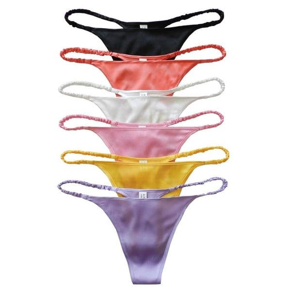 6 Pieces Sexy Women's % Silk Thong panties