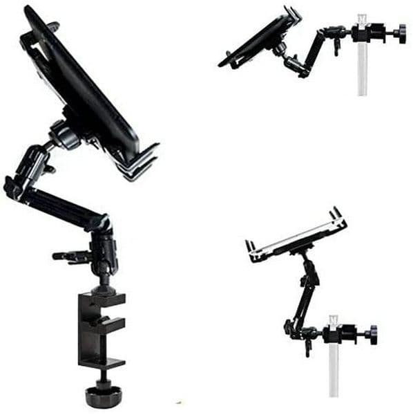 Heavy Duty 4-Way Multi Joint Adjust Aluminum Alloy Pole/Bar Music Mic Microphone Stand Clamp Mount for Apple iPad Pro Air Mini Samsung Galaxy Microsoft Surface Pro