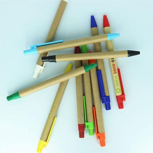 Promotional Students Ballpoint Pens Eco-Friendly Paper Ballpoint Pens Custom Logo School Supplies Stationery Plastic Clip