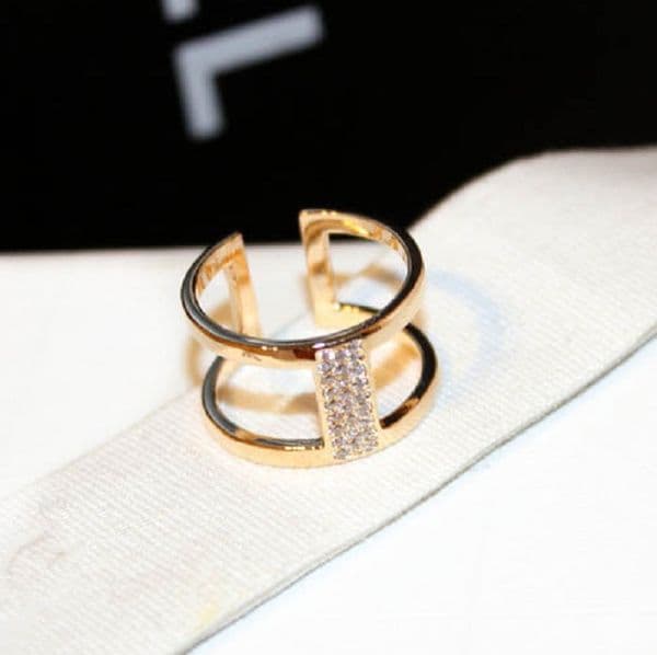 Band Rings New trendy ins diamond zirconia geometric rings with gift box fashion luxury designer open ring for women girls adjustable rose gold AA