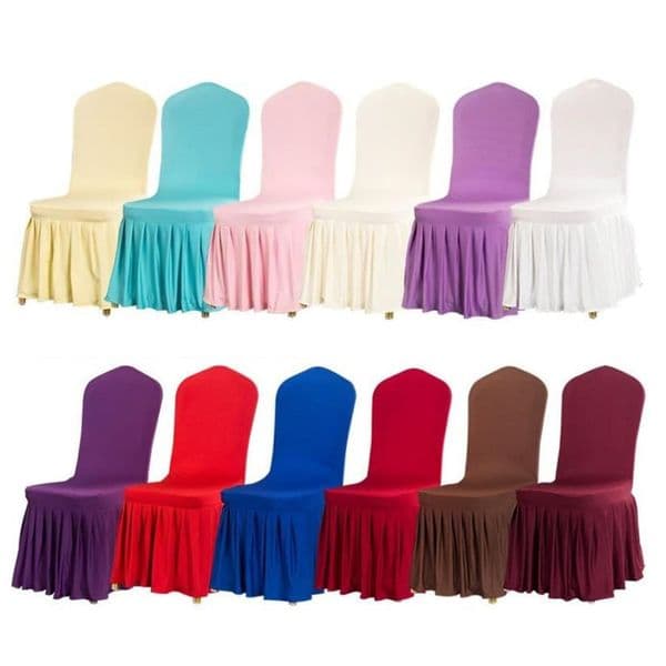 Pleated Skirt Chair-CoverParty Decoration Wedding Banquet Chair Protector Slipcover Elastic Spandex Chairs Covers party Decorations T9I00665