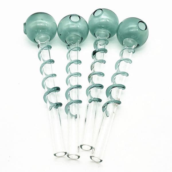 QBsomk wholesale 14cm Heady shape glass pipes Curved Glass Oil Burners Pipes with Different Colored Balancer Water Pipe smoking pipe