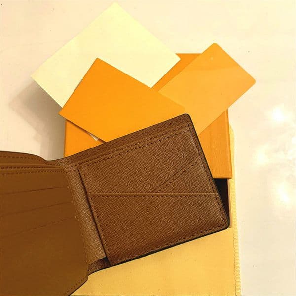 Top Quality Paris Plaid Style Mens Wallet Fashion Men Purse Special Canvas Multiple Short Small Bifold Wallet With Box N60895