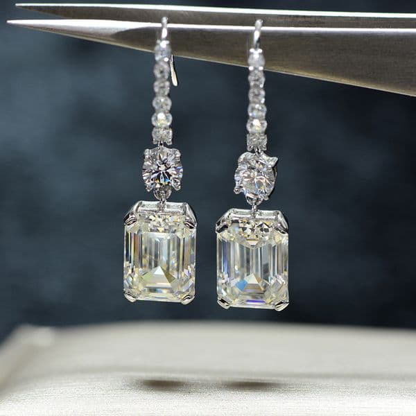 Luxury 925 Sterling Silver Created Moissanite Gemstone White Gold Drop Dangle Hook Earrings Fine Jewelry Gift Wholesale