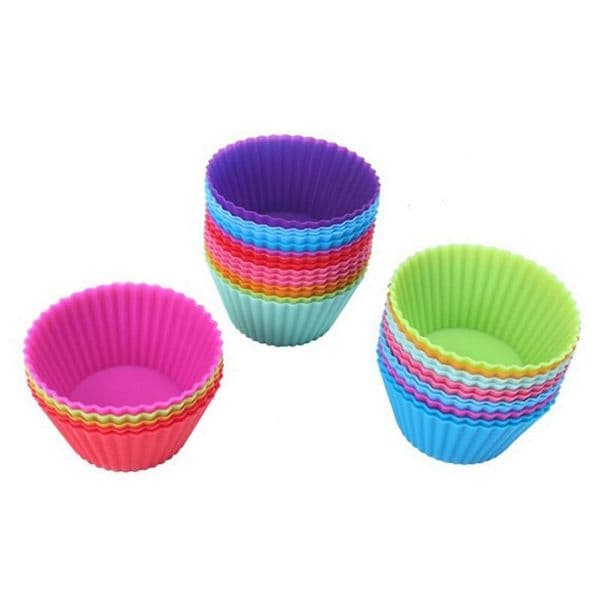 12pcs/Set Silicone Cake Mold Round Shaped Muffin Cupcake Baking Molds Kitchen Cooking Bakeware Maker DIY Cake Decorating Tools LX4025