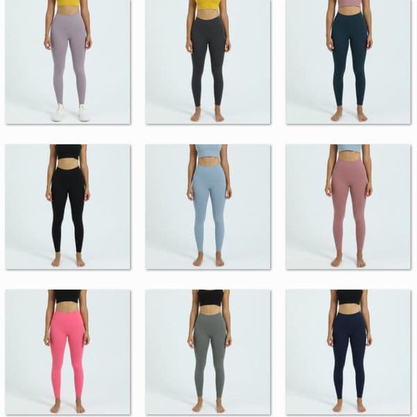 Solid Color Fashion Clothing Women Yoga Pants High Waist Sports Gym Wear Leggings Elastic Fitness Lady Overall Full Tights Workout 100125