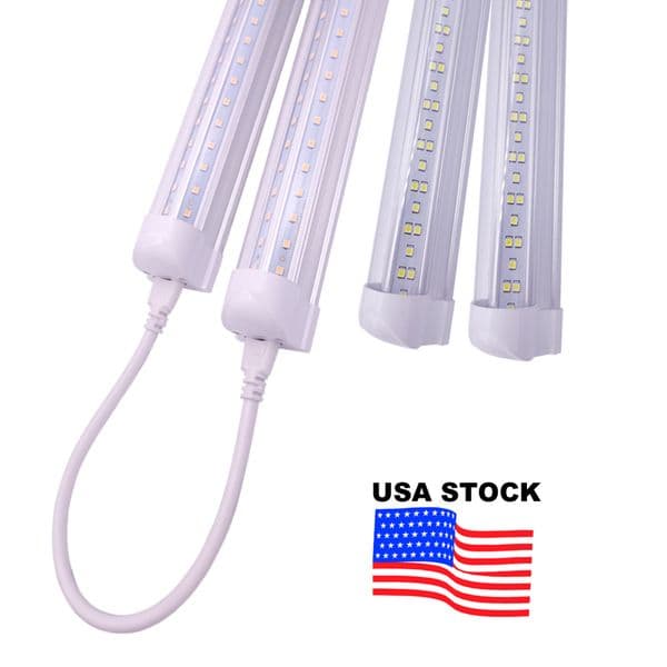 25PCS 8FT LED Shop Lights Fixture -144W, 14400LM Tube , 6000K Cool White,V Shaped 3 6 Row Light, No Ballast,Super Bright White, Bulbs for Garage Stock In USA