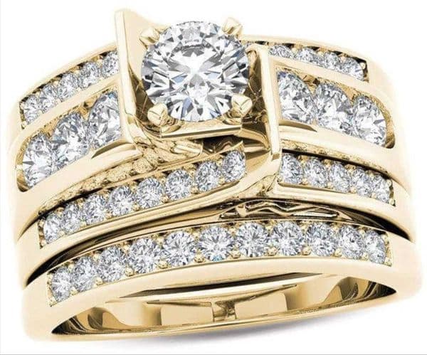Zircon Round White mixed Ring Set Brand Luxury Promise Silver Engagement Ring Vintage Bridal Wedding Rings for Woman