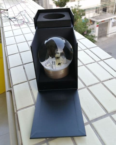 Designer Golden Globe With Perfume Bottle Inside Snow Crystal Ball for Special Birthday Novelty Christmas VIP with Gift Box