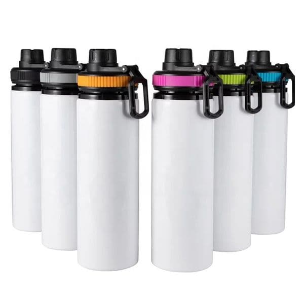 Personalized 20oz Sublimation Blanks Water Bottle Mug Aluminum Drinking Cup Reusable Lightweight Travel Tumbler With Handle & Sport Lids For Camping Hiking Fishing