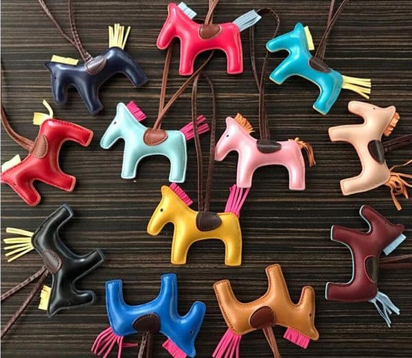 Fashion Cute Women's Bag&Car Pendant High-end Handmade PU Handbag Key Chains Tassel Rodeo Horse Bag Charm