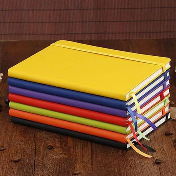 Classic Notebook Hardcover Notebook A5 Costom Design College Ruled PU Leather with Pocket Elastic Closure Banded 100sheets