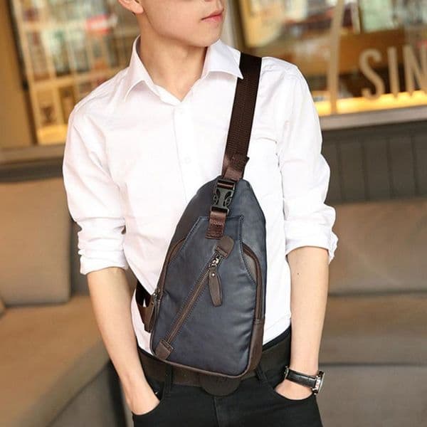 Men Messenger Pack Cross Quality Travel High Body Fahion Bag Leather Casual Sling PU Chest Shoulder Ebtuo