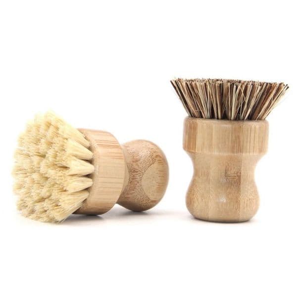 Handheld Wooden Brush Round Handle Pot Brushs Sisal Palm Dish Bowl Pan Cleanning Brushes Kitchen Chores Rub Cleaning Tool SN2972