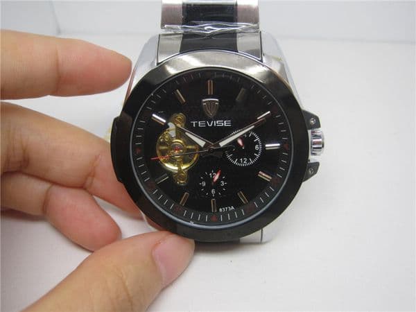 Fashion Wristwatch automatic Mechanical Wrist watch Men TEVISE watches Black Face TE55