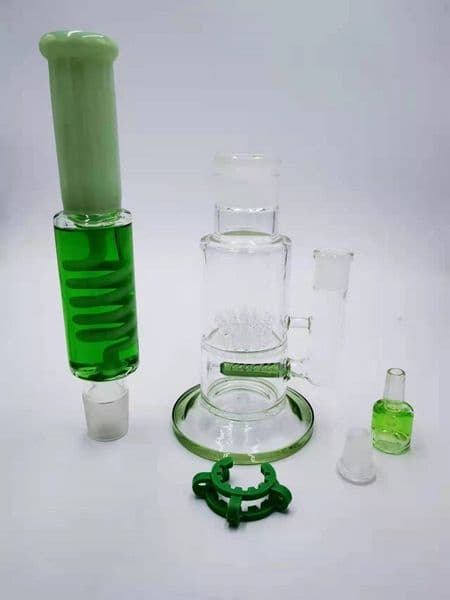 Vintage Puslar Premium Glass Bong Water HOOKAH Pipe BUilding A New FREEZABLE Glycerin coil Quality Smoking Burner With Bowl can put customer logo