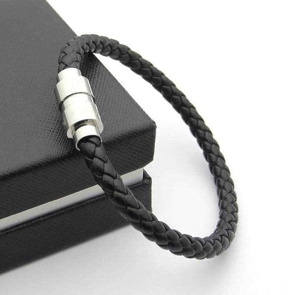 Black Woven Leather Bracelets Magnetic shut design with Six star Branding French Man Jewelry Charm Bracelet As Christmas Gift