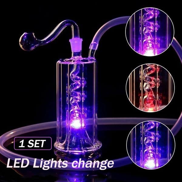 LED luminous Whole Sets Glass Hookah Smoking Pipe Smoke Shisha Diposable Glass Pipes Oil Burner Ash Catchers Bong Percolater Bubbler Tobacco Bowl Accessories Gifts