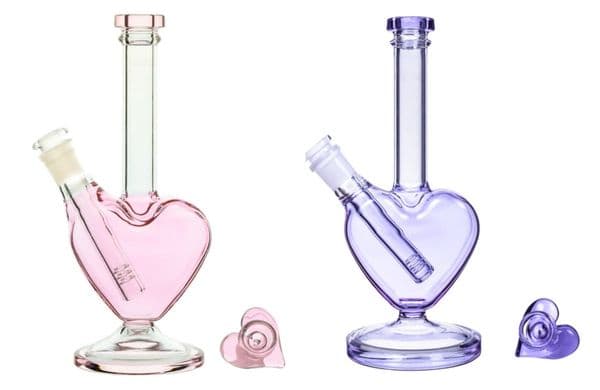 Vintage 9inch Heart Love Glass BONG Hookah Smoking Pipes Oil Burner can put customer logo