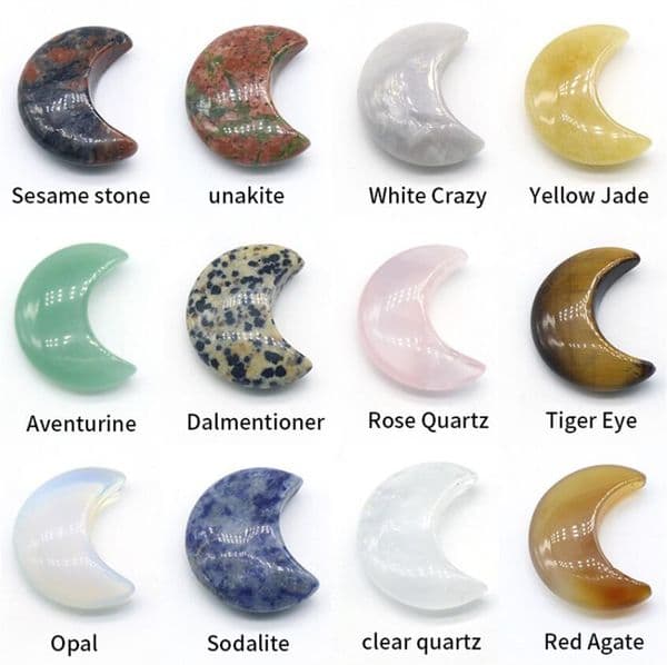 Garden Decorations Moon Shape Natuarl Crystal Tumbled Stones for Chakra Balancing Healing Meditation Jewelry Making Decoration XB1