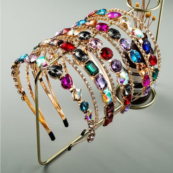 Colorful Crystal Rhinestone Headbands Hairbands for Women Girls Shiny Padded Diamond Hairband Hair Accessories