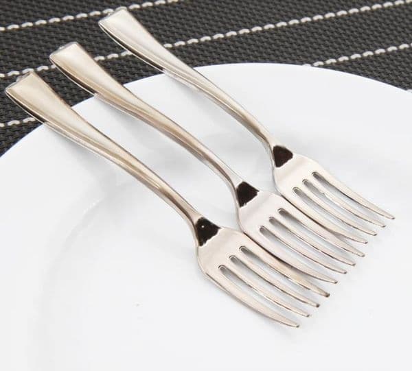 1000pcs 3.9" Plastic Disposable Mini Silver Fork 10CM Cake Tasting Dessert Cake Fork For Wedding Party Suplies SN1941