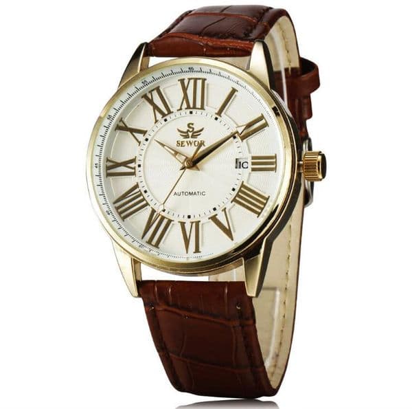 SEWOR mechanical watch Automatic movement watch leather belt men's casual fashion watch SEW05-2