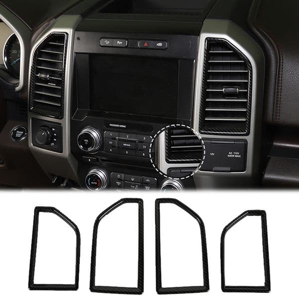 ABS Center Console Air Conditioning Vent Trim Decorative Carbon Fiber For Ford F150 2015+ Auto Interior Accessories