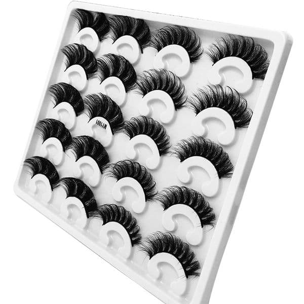 20 Pairs Thick Fluffy False Eyelashes Wispy Soft Lightweight Handmade Reusable 3D Faux Mink Lashes Full Strips Eyelash Extensions for Women