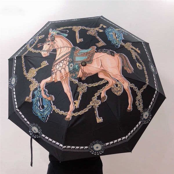 Designer High Quality automatic umbrella rain women men folding UV sun transparent sunshade umbrellas