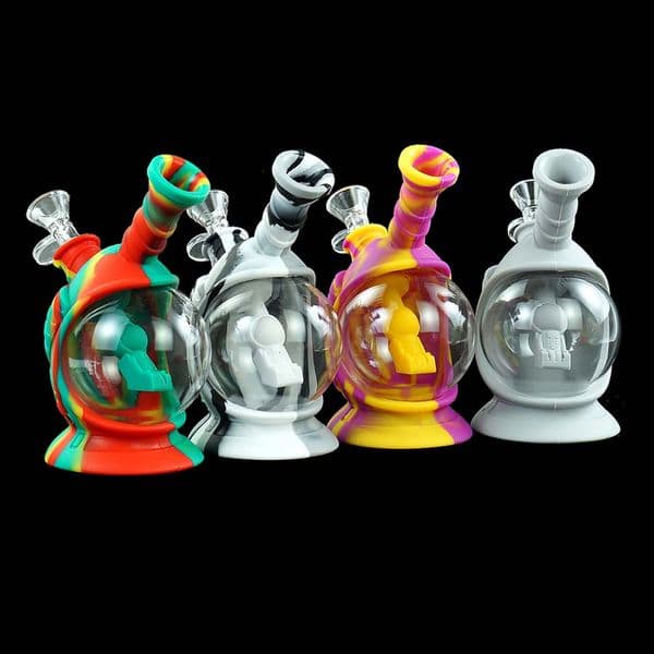 YHSWE 6.4 inch silicone water pipe bongs Space capsule hookah bubbler and dab rig tobacco pipes with glass bowls