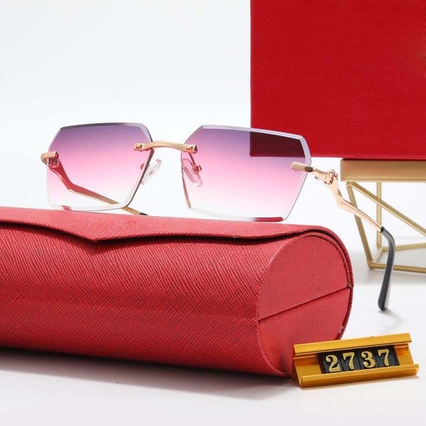 Fashion carti luxury Cool sunglasses Designer frameless Men Leopard metal women Half frame rectangle Prescription Anti-Blu-ray Discoloration Metal Clear
