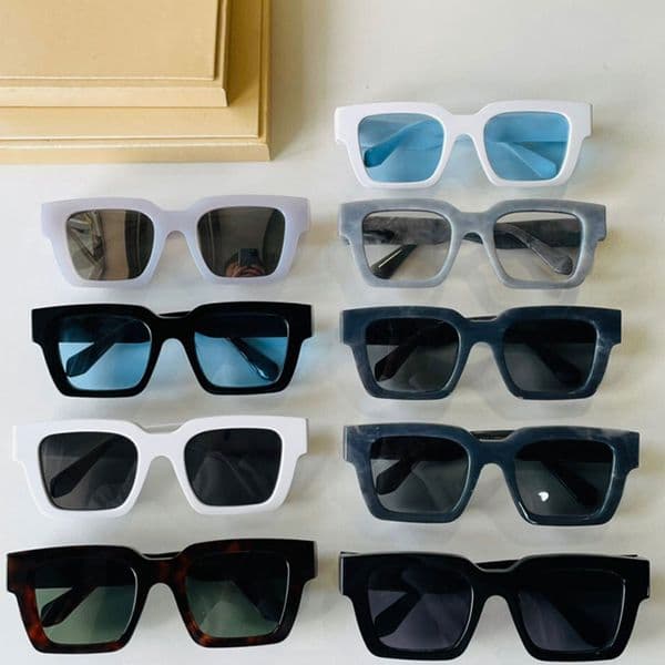 OF sunglasses OMRI012 mens square letter frame luxury black outdoor driving eyeglasses anti-ultraviolet temple with arrow travel vacation glasses original box