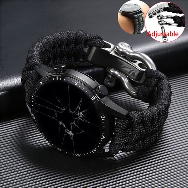 20/22mm Umbrella Cord Strap for Samsung Galaxy 3/Active 2/Huawei Watch Band Fit On Garmin Vivoactive 3 Nylon Braided