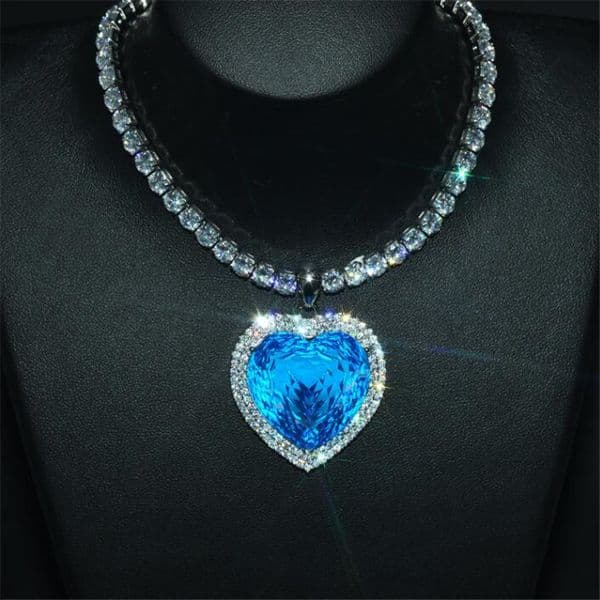 Ins Top Sell Infinity Brannd Luxury Jewelry Sterling Silver Ocean Heart Pendant K White Gold Fill Aquamarine CZ Diamond Women Wedding Clavicle Necklace