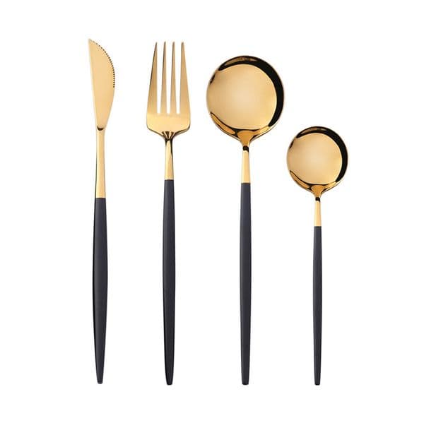 4 Colors Western Dinnerware Durable Stainless Steel Flatware Knife Fork Soup Dessert Ice Cream Spoon Cutlery Golden Tableware Home Restaurant JY0295
