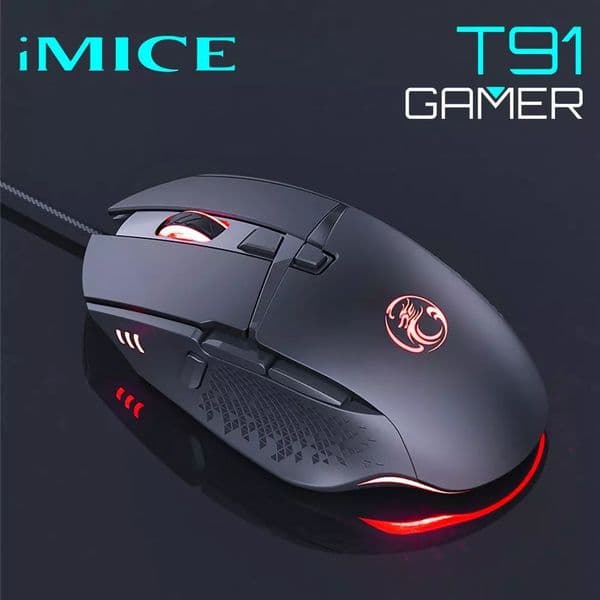 iMice T91 Fire Button Design USB Wired Gaming Mouse Computer Gamer 7200 DPI Optical Mice for Laptop PC Game Mouse Custom Macros
