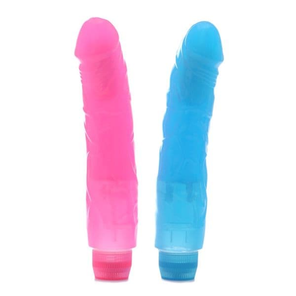 Blue & Pink Crystal Multispeed Waterproof Realistic Dildo Vibrator, Soft Jelly Powerful G Vibe, sex toys for women