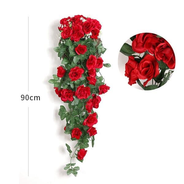 Artificial Flower Rattan Fake Flowers Vine Decoration Wall Hanging Roses home decor accessories Wedding DecorativeFlowers Wreath RRD7310