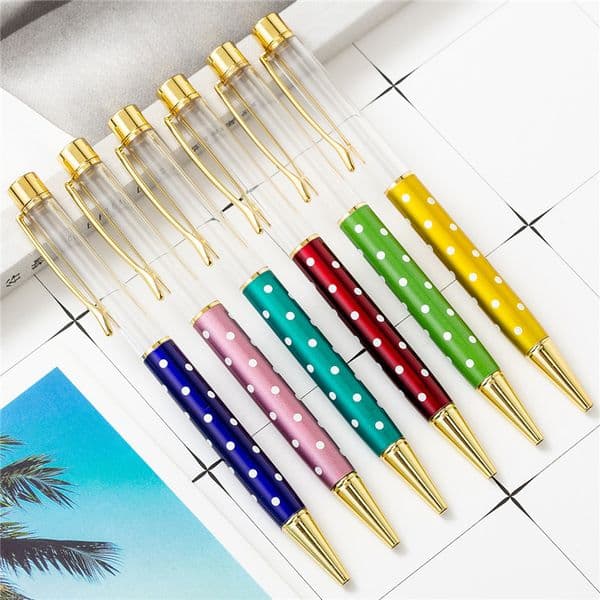 DIY Metal Pen Empty Tube Self-filling Floating Glitter Dried Flower Crystal Pen Ballpoint Pens School Office Writing Supplies Stationery S