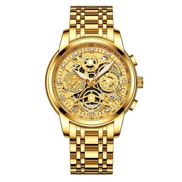 Gold Watches For Men High Quality Full Stainless Steel Quartz movement Sapphire Waterproof Luminous Wristwatches