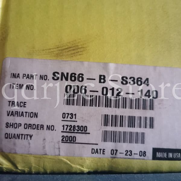 (10 PCS)INA fully loaded needle roller bearing SN66-B-S364 = Y-66 YB66 KN060906 9.525X14.288X9.525mm