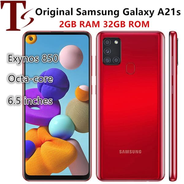 Refurbished Original samsung galaxy A21s phones A217 unlocked MobilePhone 2GB RAM 32GB ROM android smartphone with sealed box accessories 1pc